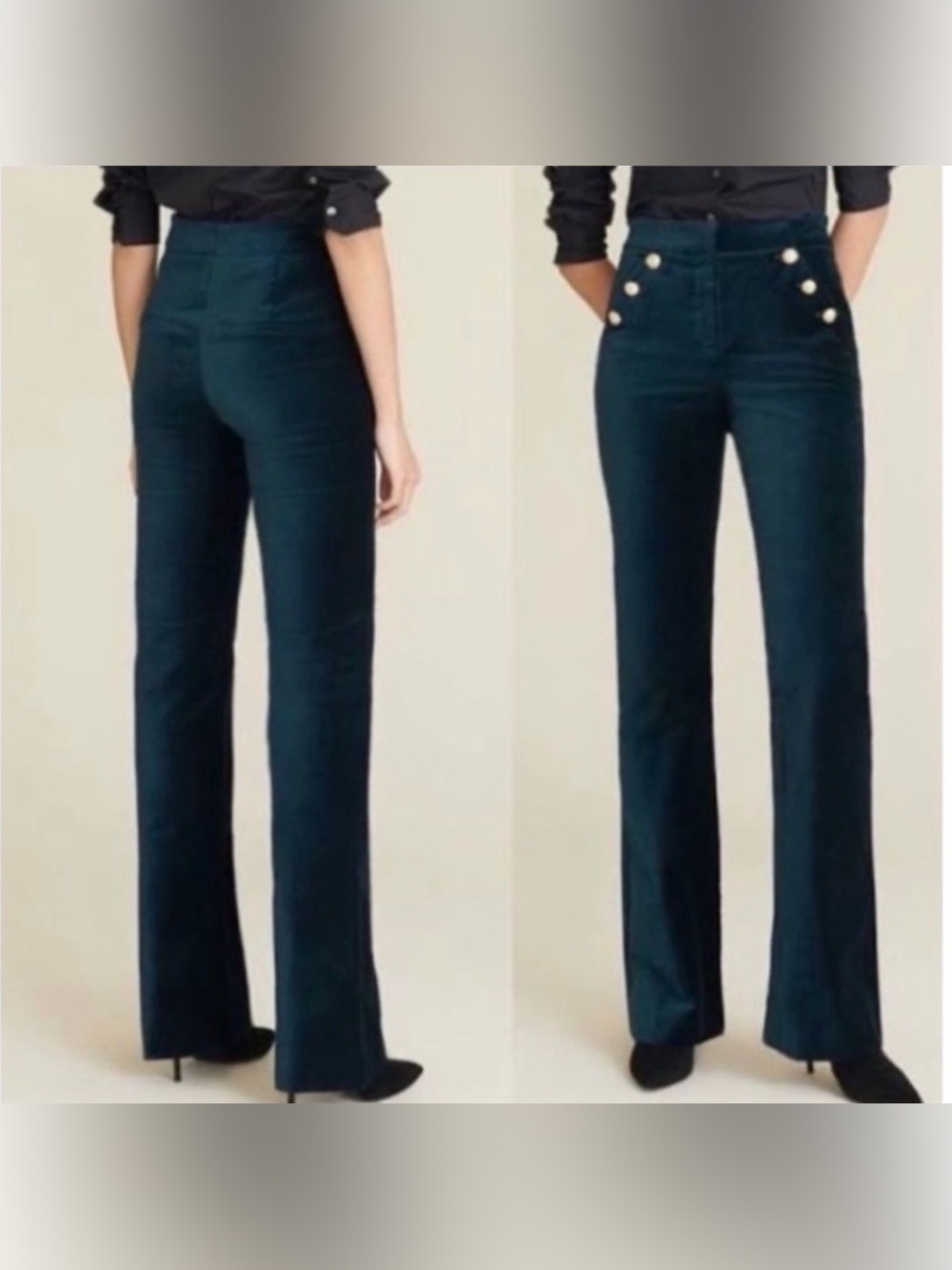 Anthropologie Maison d’Amélie Paris Velvet Flare Green Sailor Pants size 4